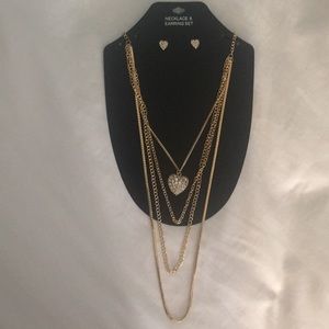 Heart necklace & earring set